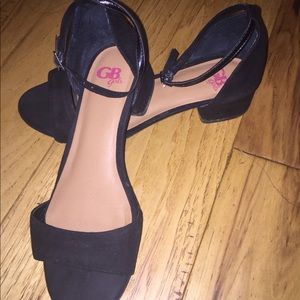 Black suede GB girls 1 inch heals